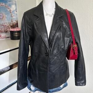 Black leather blazer - Medium